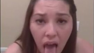 Titty Fuck Eye Contact Deepthroat Cum Swallow GIF
